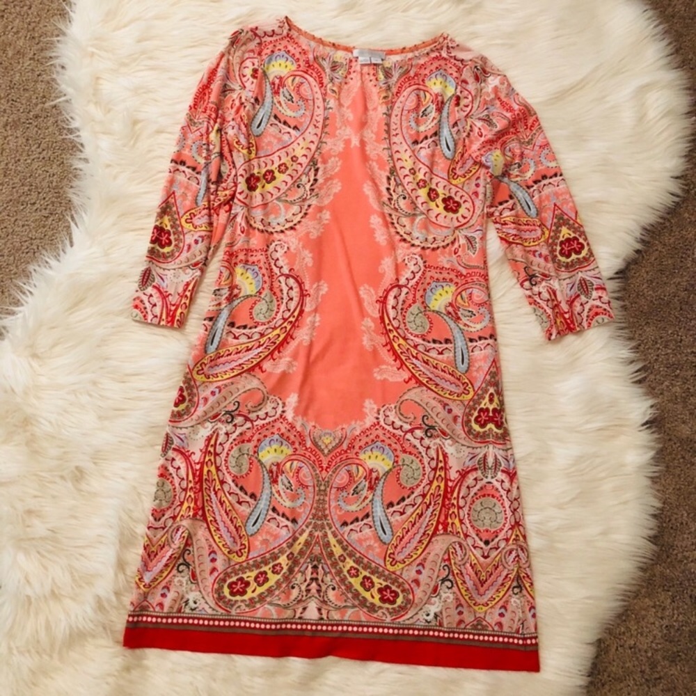 London times pink paisley shift dress